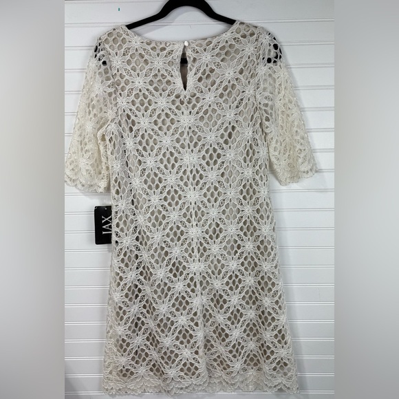 JAX women’s champagne gold & floral ivory lace overlay shift dress. Size 12. NWT - Picture 2 of 9